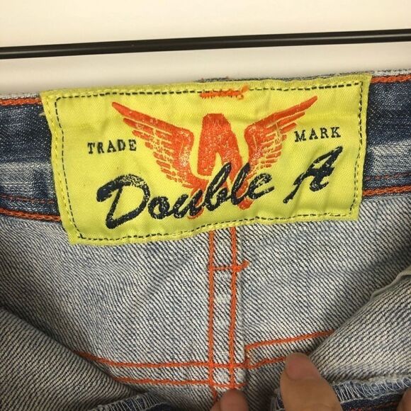 Double A denim mini skirt raw hem - Picture 3 of 6